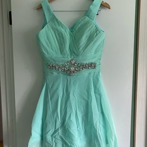 Mint Green Rhinestone Bling mini dress